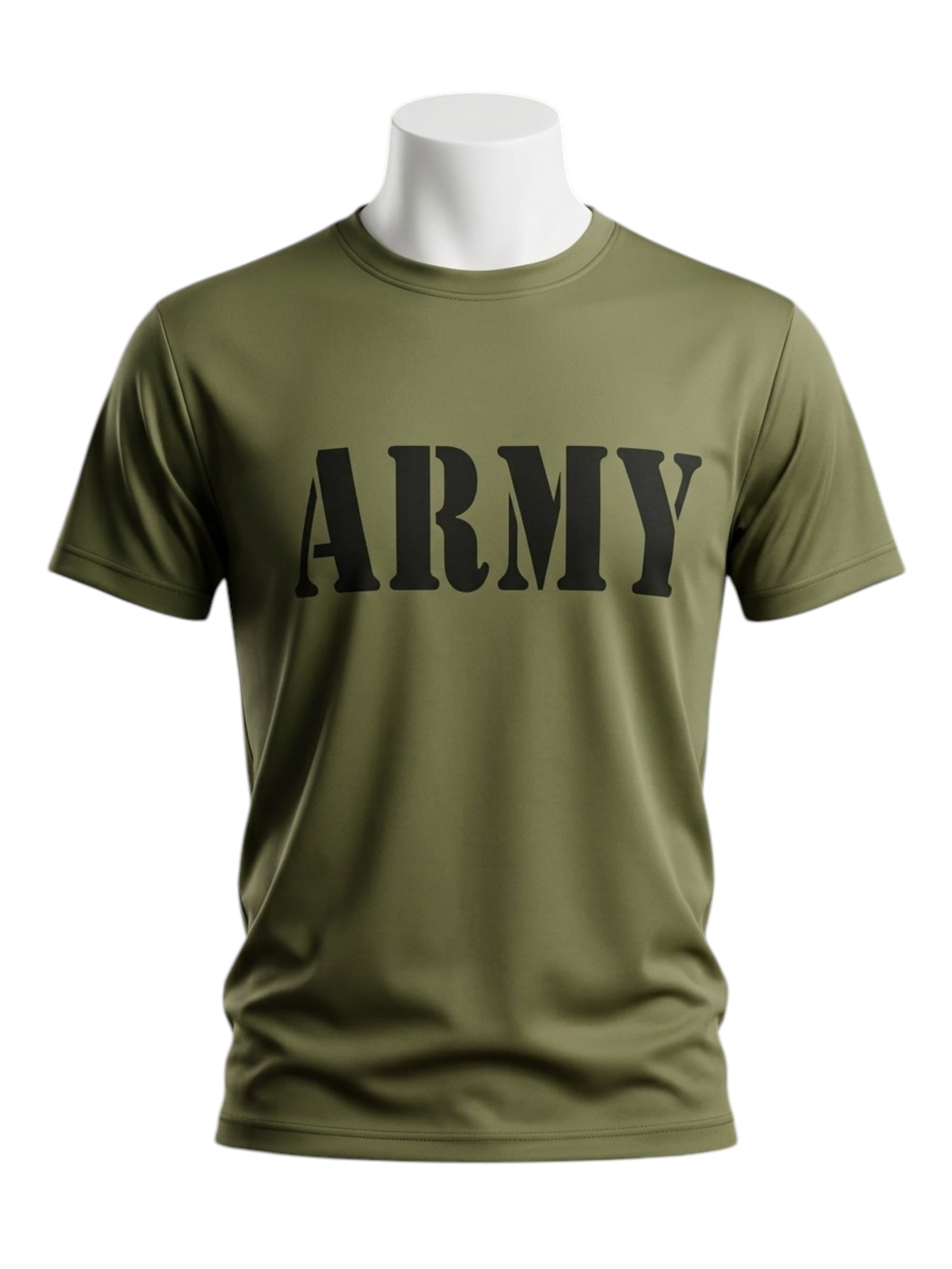 Dry Fit Army Green T-Shirt, Active-Dry Plain Army Green, Quick-Dry Army Workout Shirt