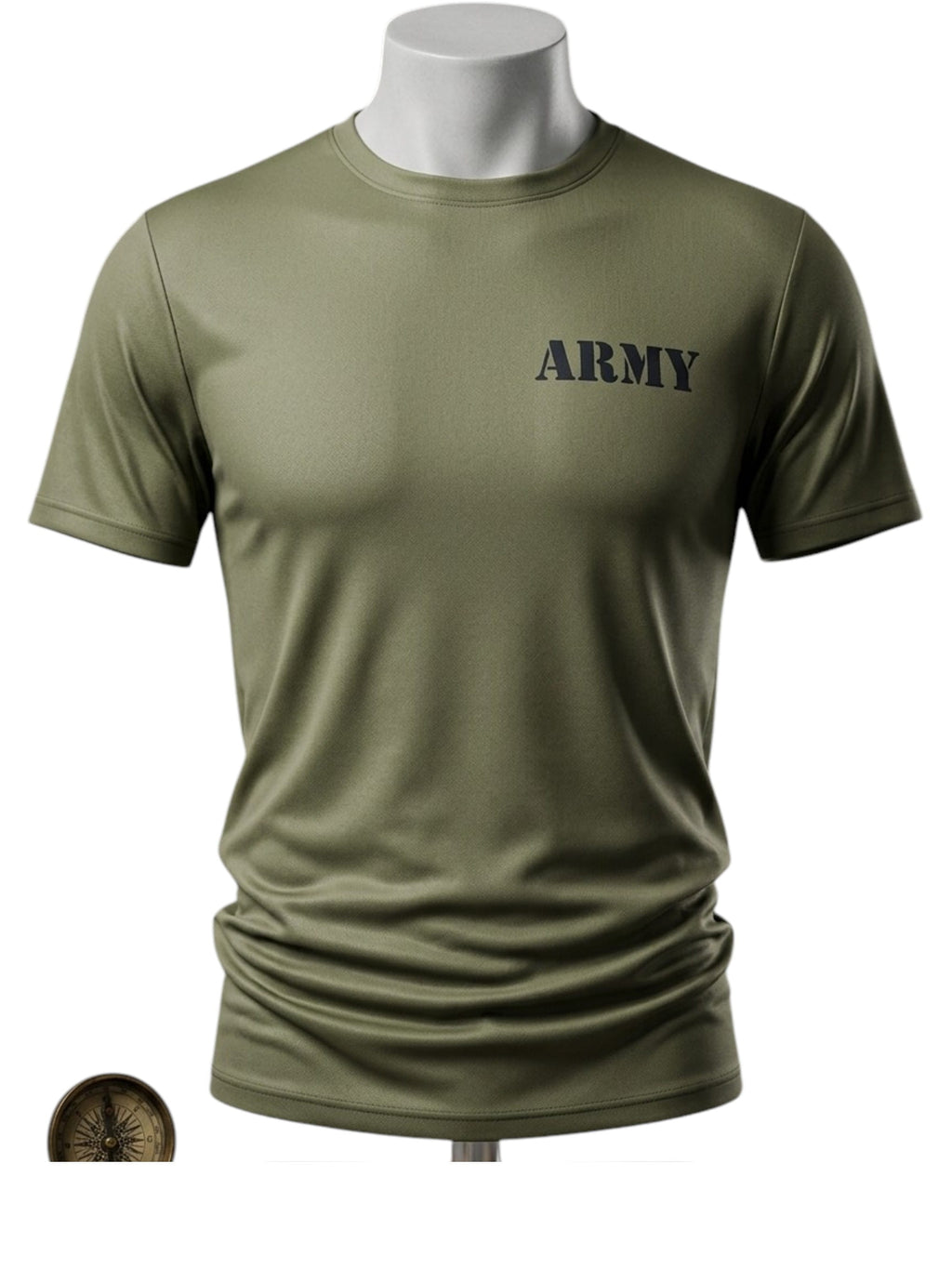 Dry Fit Army Green T-Shirt, Active-Dry Plain Army Green, Quick-Dry Army Workout Shirt